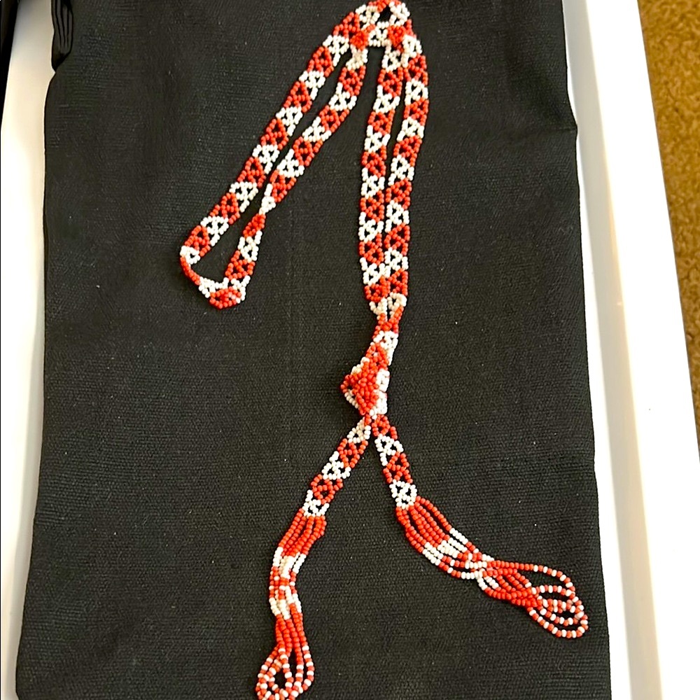 Festive Red and White Beaded Necklace